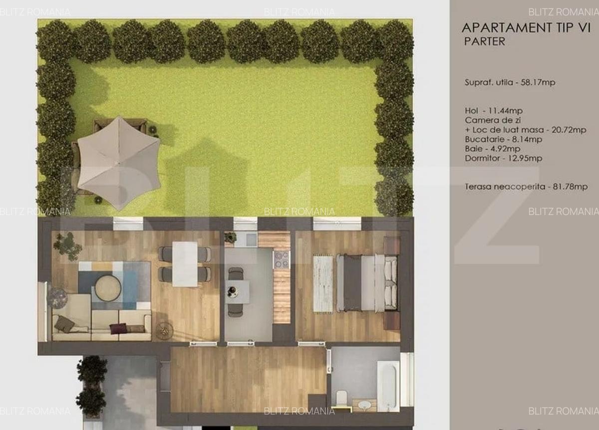 Apartament 2 camere, decomandat + gradina 80 mp, Tractorul - 3