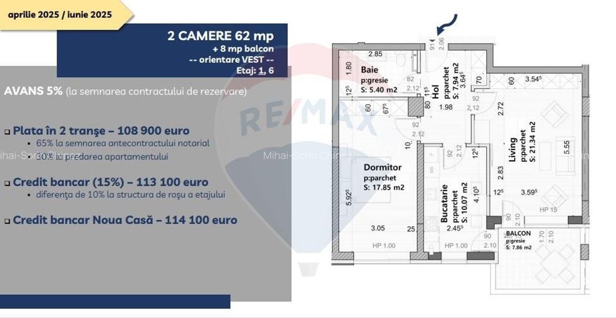 Apartament 2 camere de vanzare - 62 mp + 8 mp balcon, Vivamus Brasov - 2