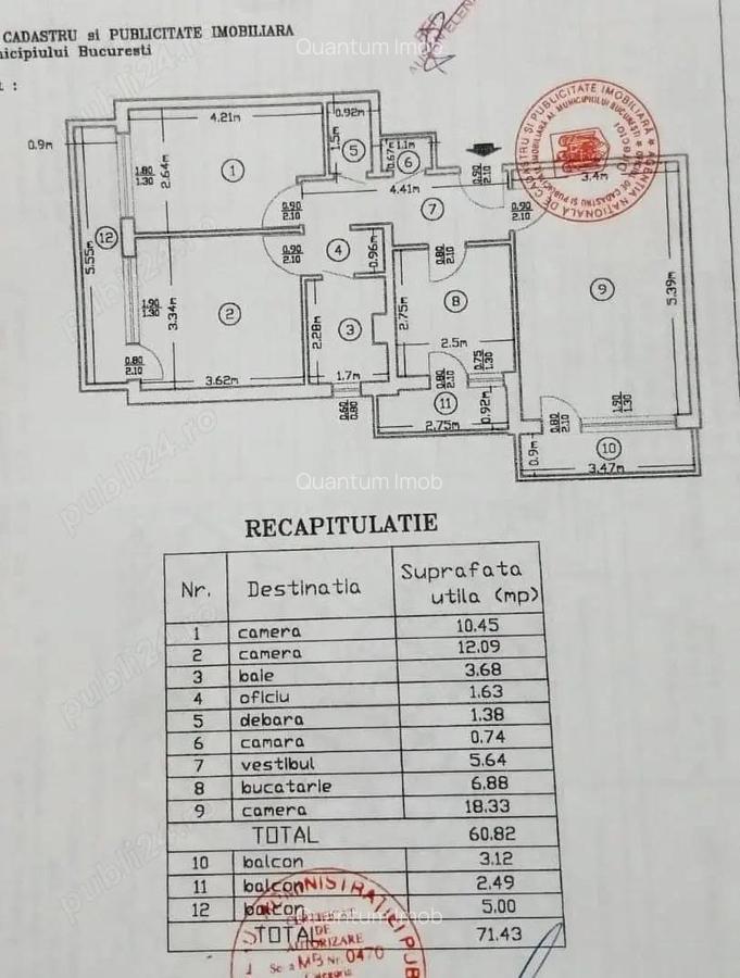Apartament 3 camere Pasaj Doamna Ghica, 71 mp, etaj 6 10 - 7