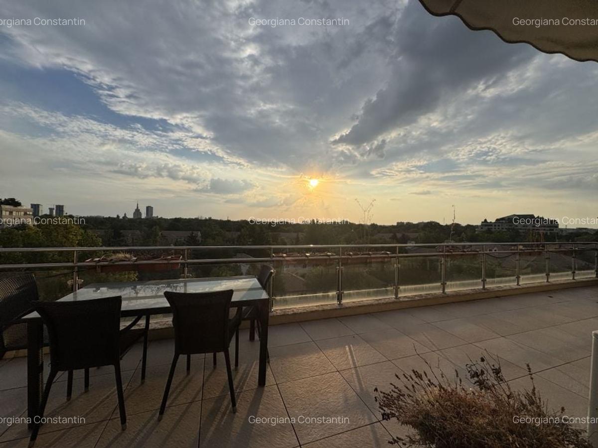 Apartament de lux cu terasa  panoramica,  vedere libera parc Herastrau, 2 garaje - 2
