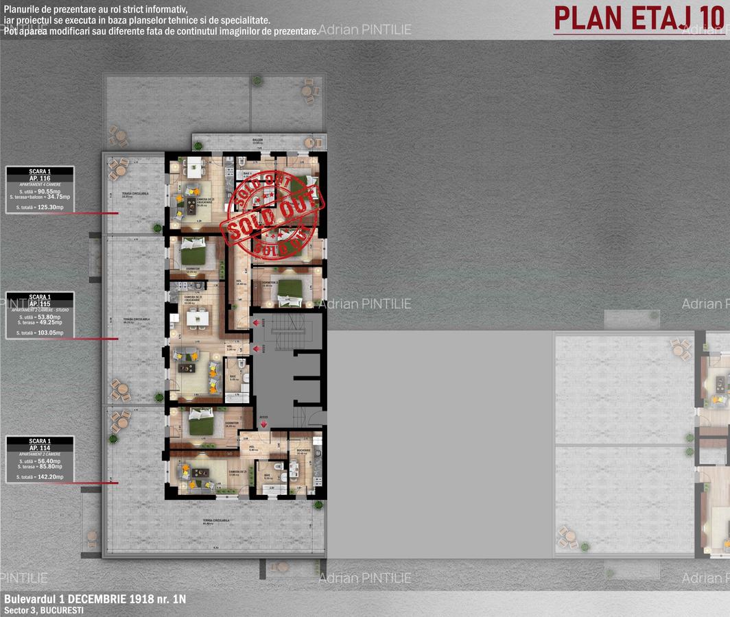 Apartament cu 2 camere decomandat în 1 Decembrie 1918 - 23