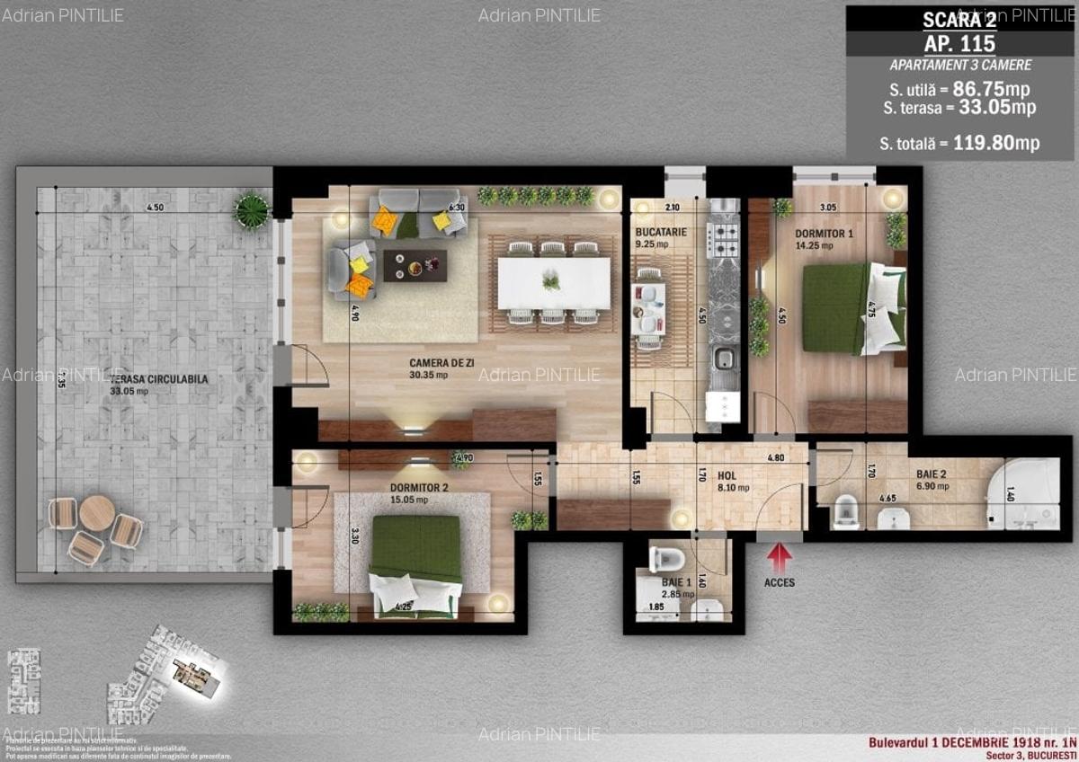 Apartament cu 3 camere decomandat în Basarabia - 1
