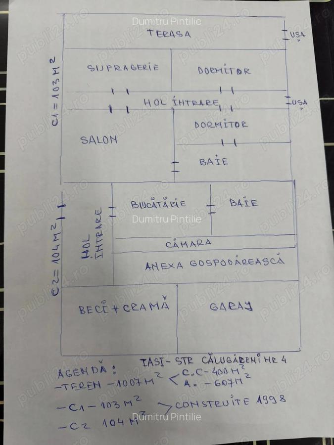 Casa si anexa de vanzare str.Calugareni, cartier Crucea Rosie - 1