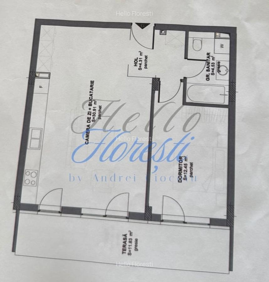 Apartament 2 camere 52.20 mp + terasa 11.83 mp  in zona Eroilor - 1