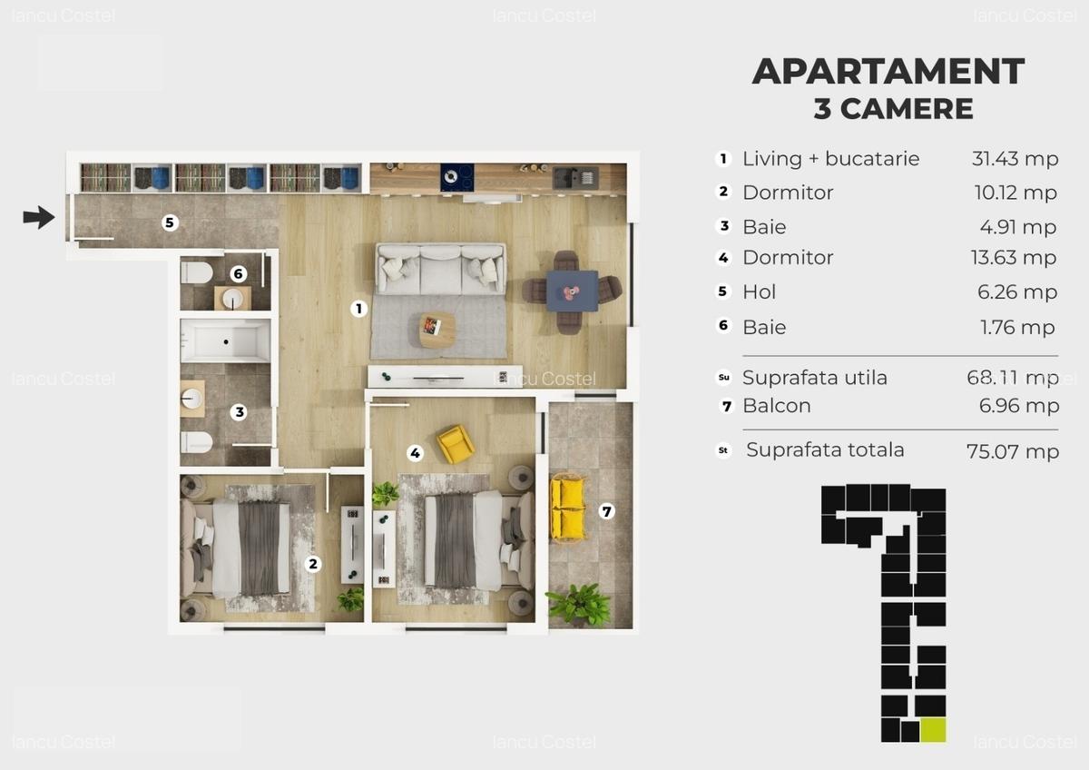 3 camere 75 mpu - Metrou Berceni 400m - Bloc Nou 2025 - 5