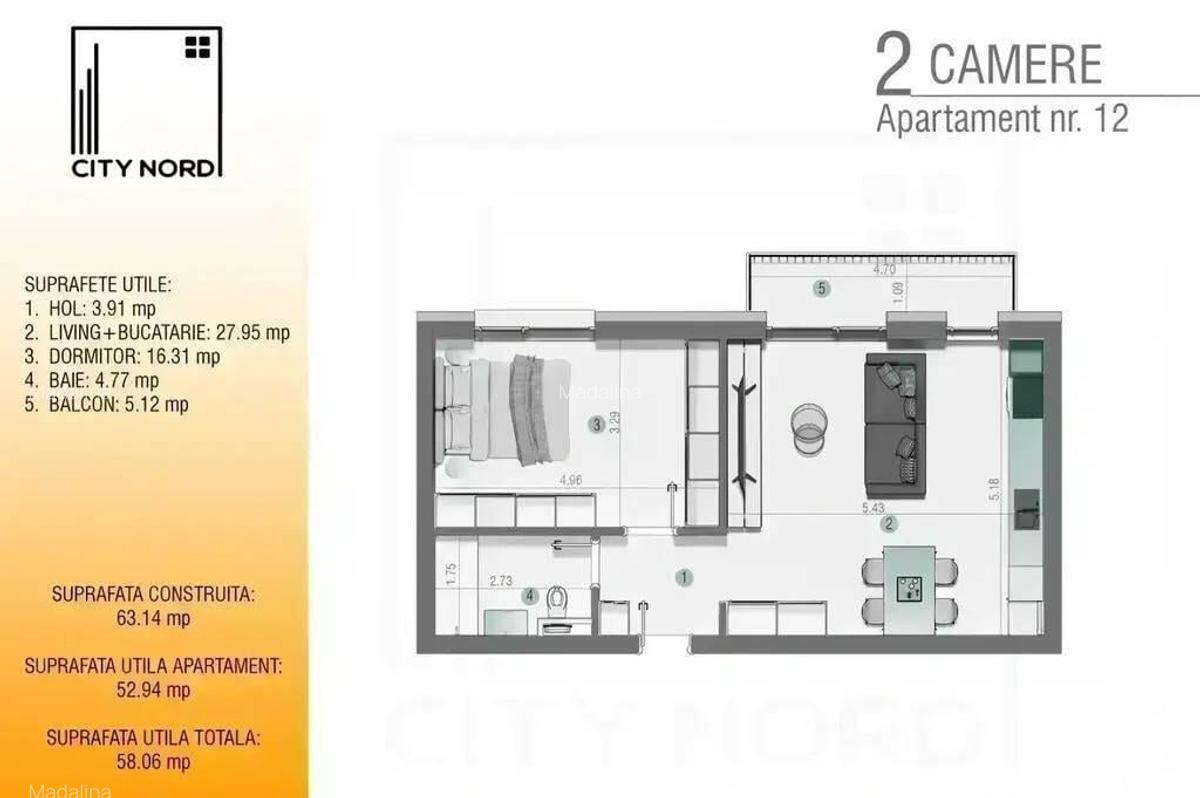 Apartament 2 camere eficient compartimentat-BLOC BOUTIQUE! - 5