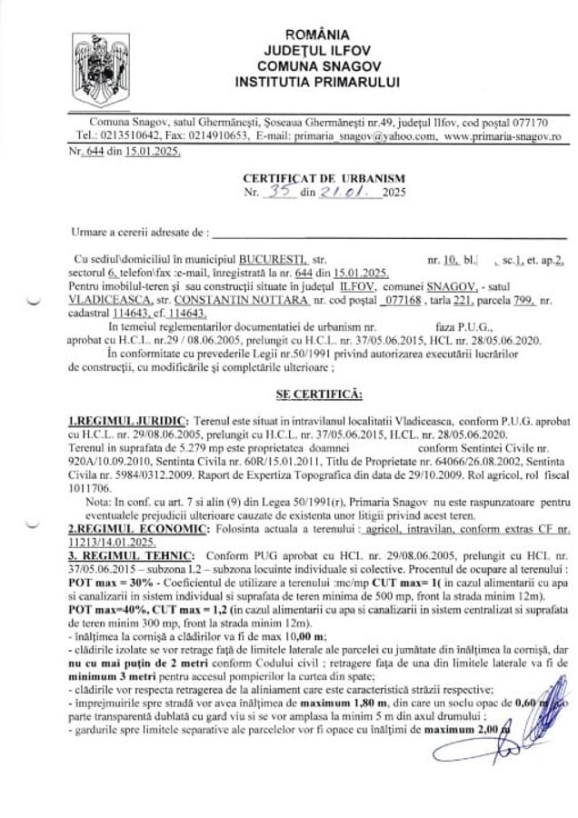 Snagov, Vladiceasca, Intravilan, zona de vile noi, canalizare, electricitate - 4