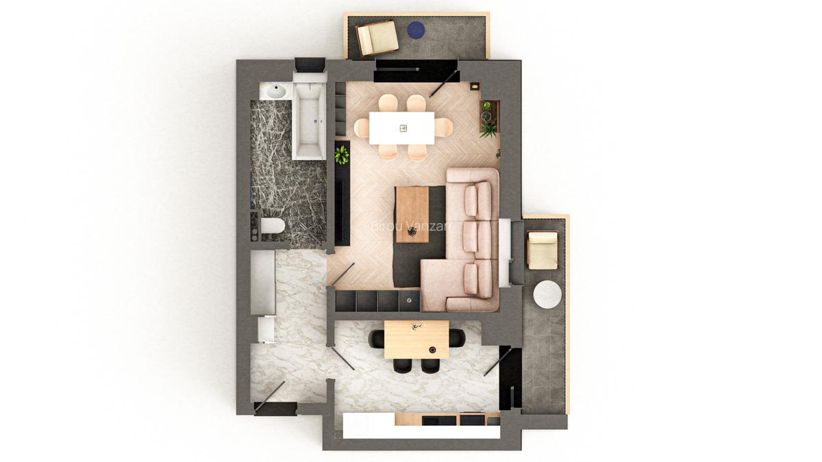 VIȘANI – BRAUS CONFORT - Apartament Tip B - 1 cameră decomandat - 2