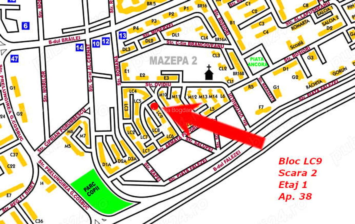 Apartament 2 camere, Gala?i, Mazepa 2, BL LC9, Scara 2, Ap. 38, etaj 1 - 2