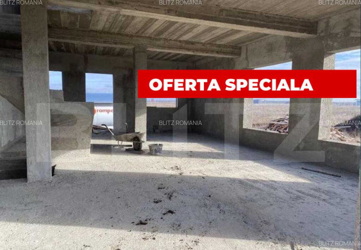 Casa cu 3 dormitoare, semifinisata,2 bai, teren 400 mp, ca - 1
