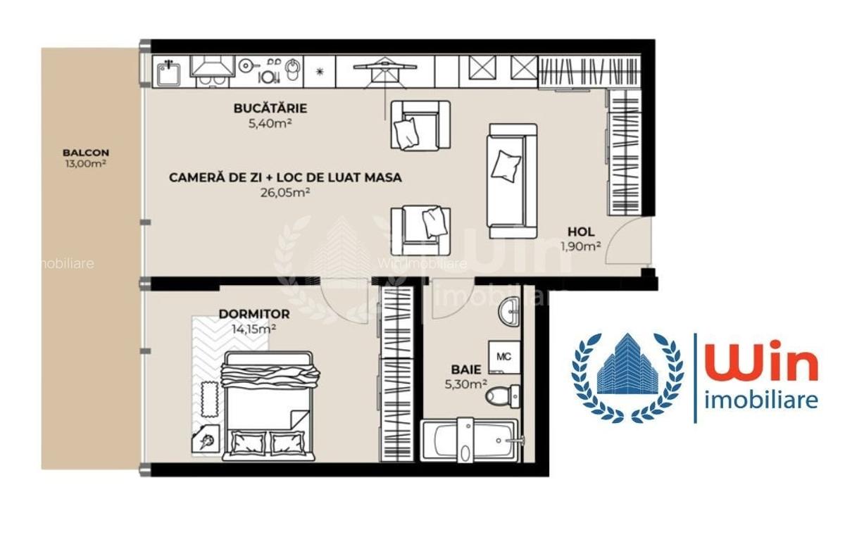 Proiect Nou! Apartament 2 camere | Etaj 3 | Terasa | Dambul Rotund - 1