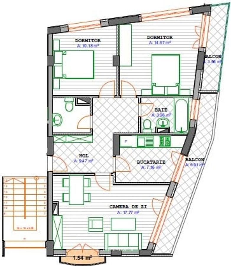 Apartament cu 3 camere decomandat în Camil Ressu - 3