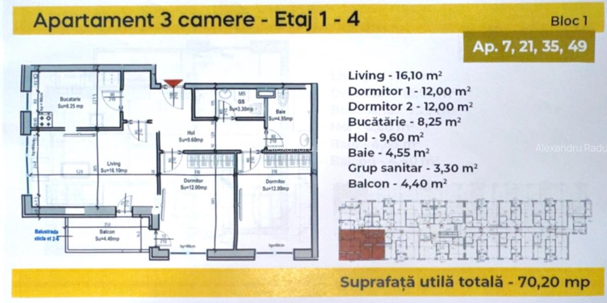 SECTOR 4, Apartament cu 3 camere - 2 bai, decomandat, 71 MP - 9