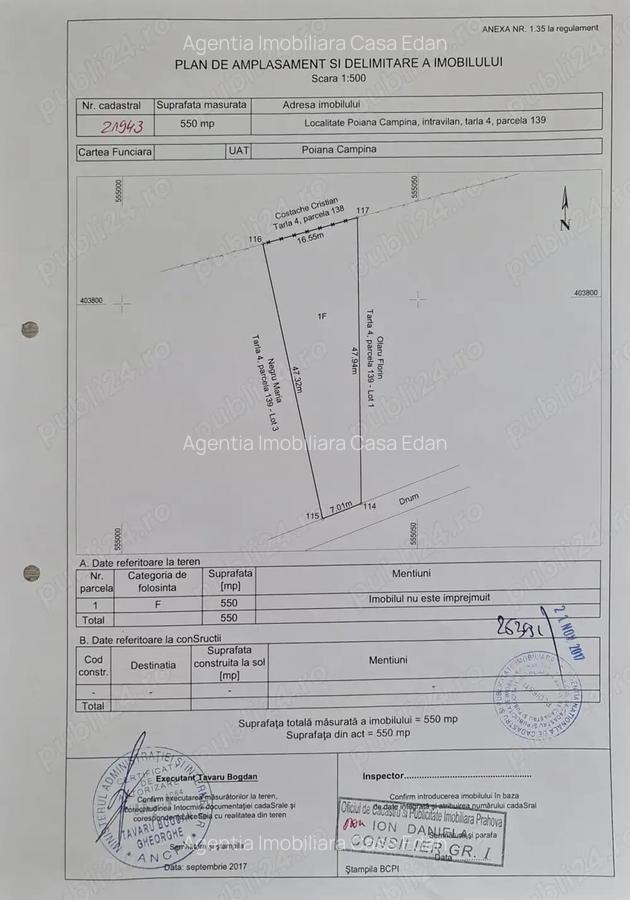 Teren intravilan neconstruibil in Poiana Campina--550 mp--5.300e - 19