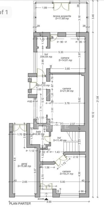 Casa individuala, 6 camere, 3 bai, garaj,acces auto, teren de 411 - 22