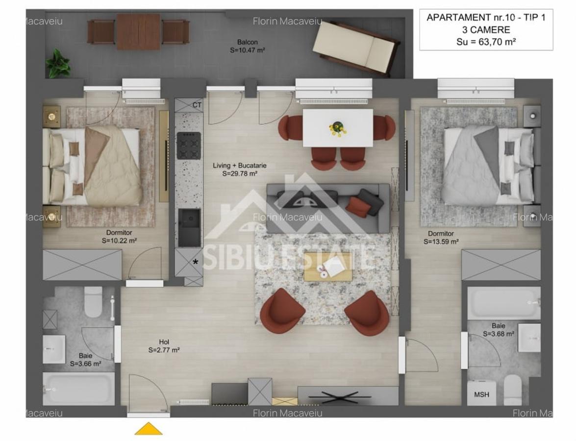 Apartament 3 camere de vanzare - Shopping City Sibiu - 2