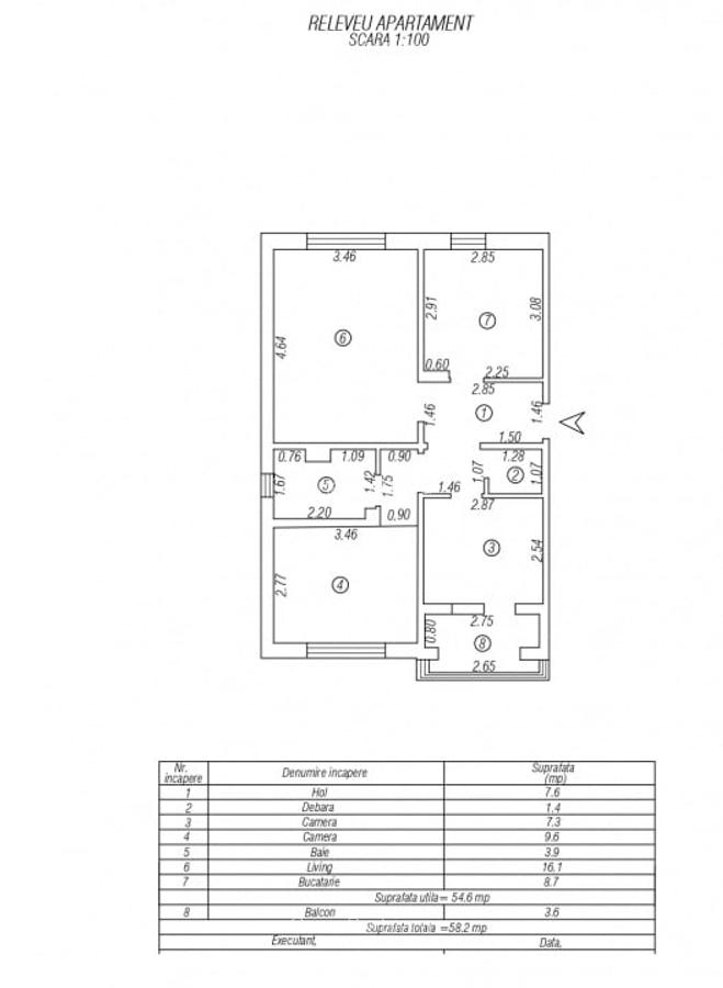 Inel II - Eliberarii, apartament 3 camere, etaj 3, mobilat/utilat - 13