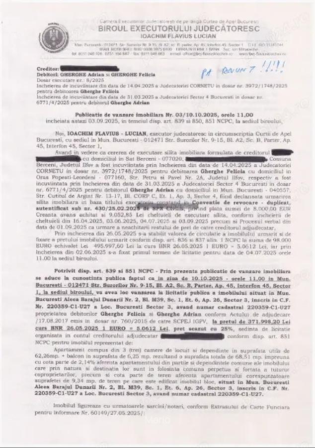 Ap 3 camere Titan Barajul Dunarii - Licitatie - 1