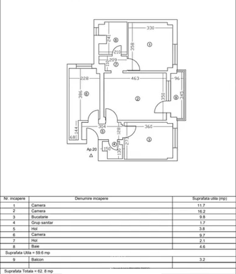 ►Inel II - 3 Camere Confort 1 - 63m²  Incadrat Centrala 2 Grupuri Sanitare - 8