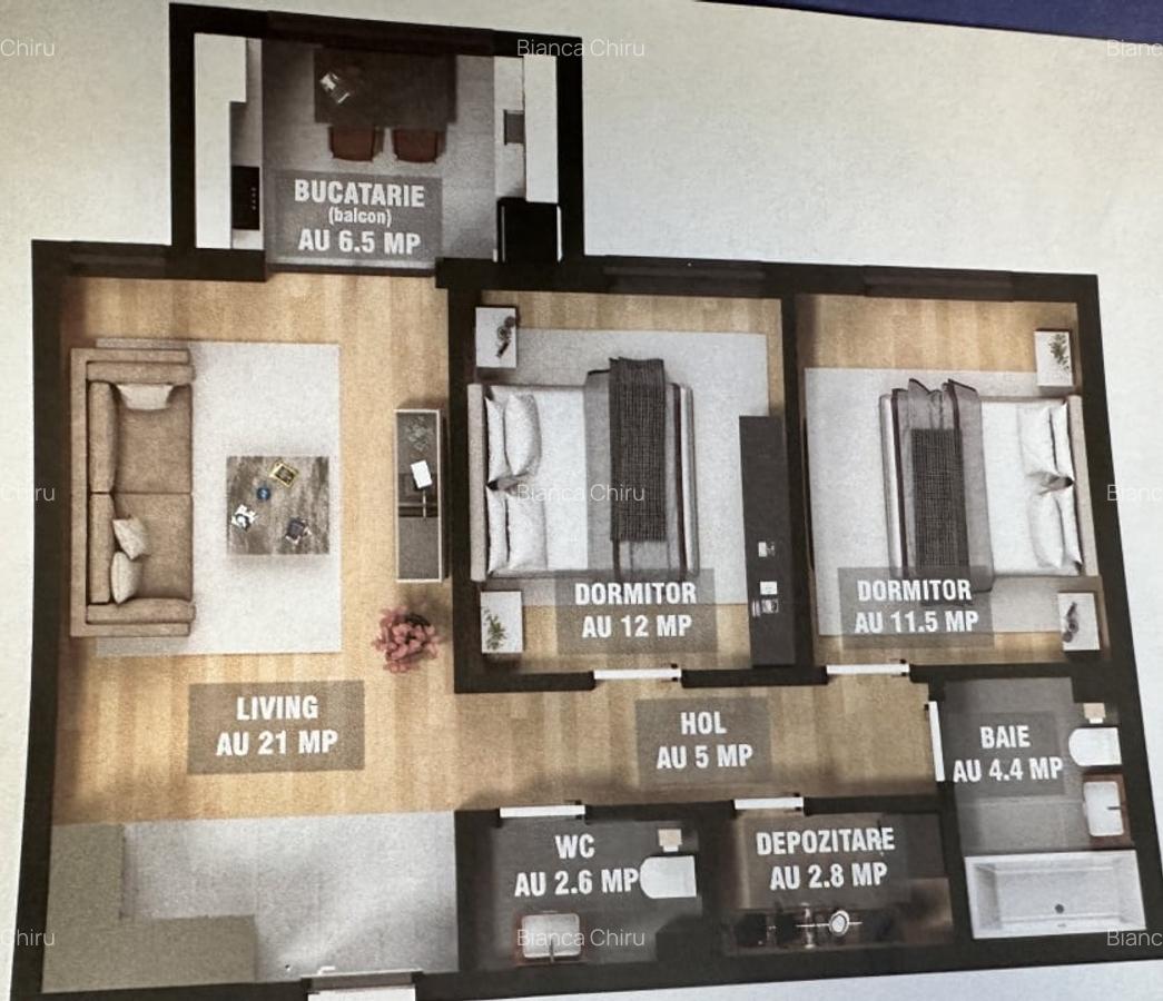 Apartament spatios cu 3 camere 0 % comision, 60 Mp, 2 bai, Militari Residence - 1