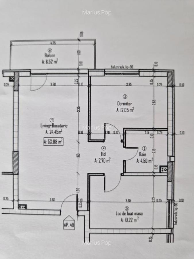 Apartament 3 camere, 54 mp, etaj intermediar, Zona Petrom, Baciu - 2