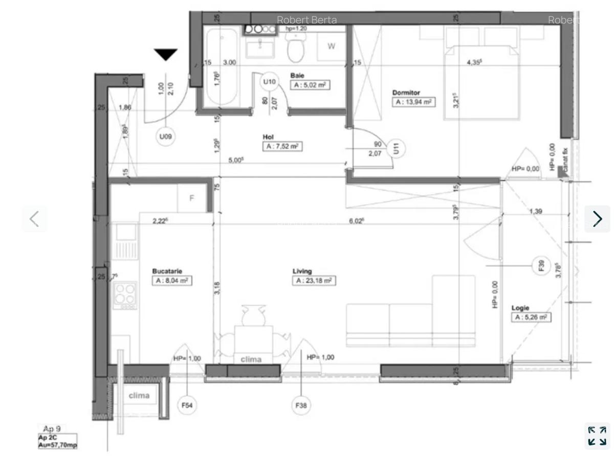 Apartament cu 2 camere semidecomandat în Central - 3