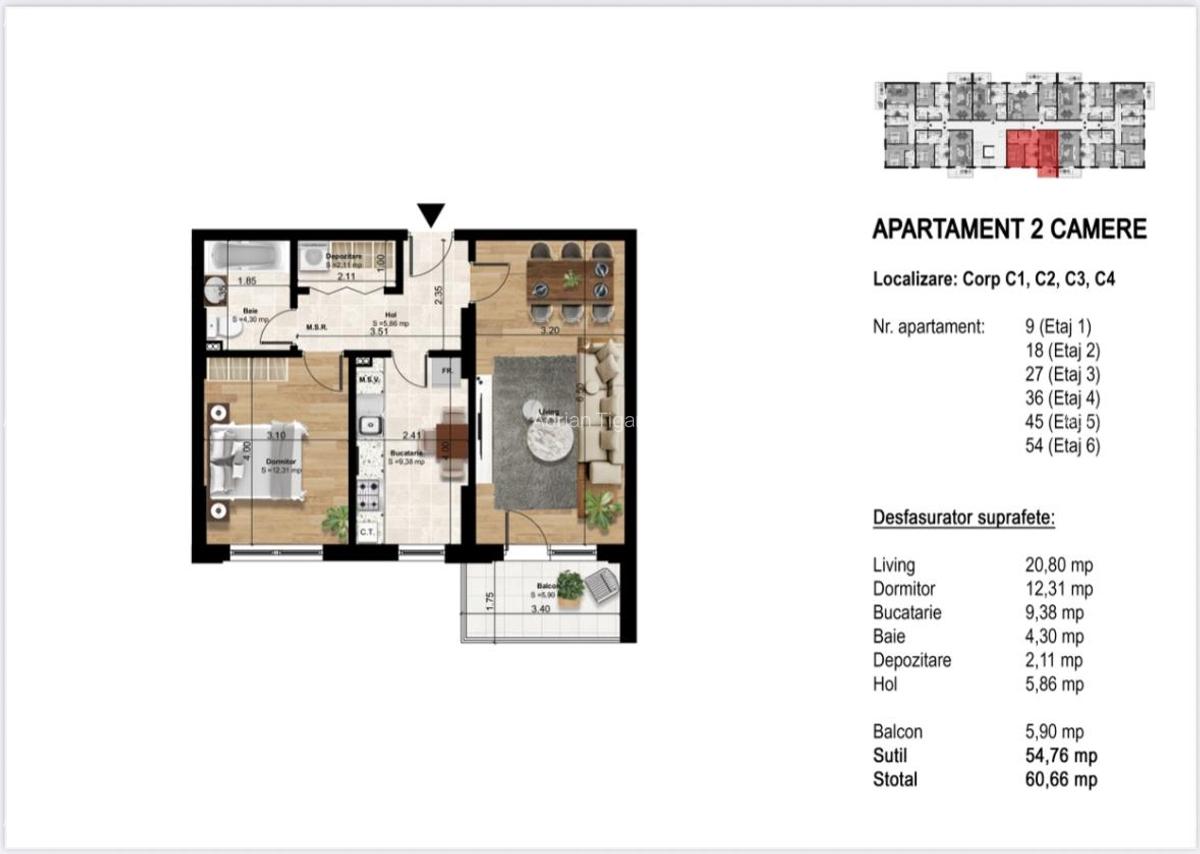 Apartament 2 camere Popesti Leordeni Splaiul Unirii- Rate la Dezvoltator - 4