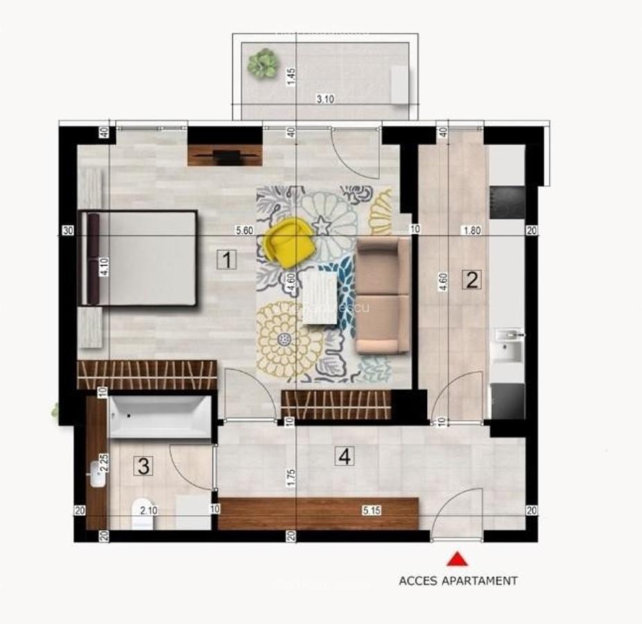 STUDIO DE LUX MOBILAT SI UTILAT | SECTOR 1 | BANEASA | METROU - 3