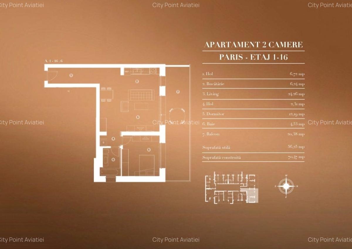 Apartament 2 camere de vanzare - City Point Aviatiei - 10