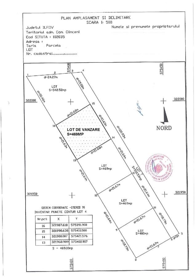 Clinceni str Ciocarliei,construibil,469mp,deschidere 21ml,utilitati,comision 0% - 2