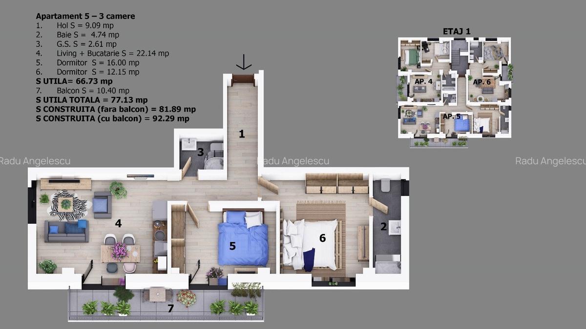 Apartament 3 camere strada Maramures | Parc Unirii | Proiect nou | - 3 Apartament 3 camere strada Maramures | Parc Unirii | Proiect nou | - 3
