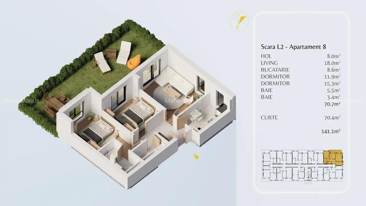 3 Camere 2 bai Gradina Incalzire Pardoseala Finalizat  Pallady STB - 2