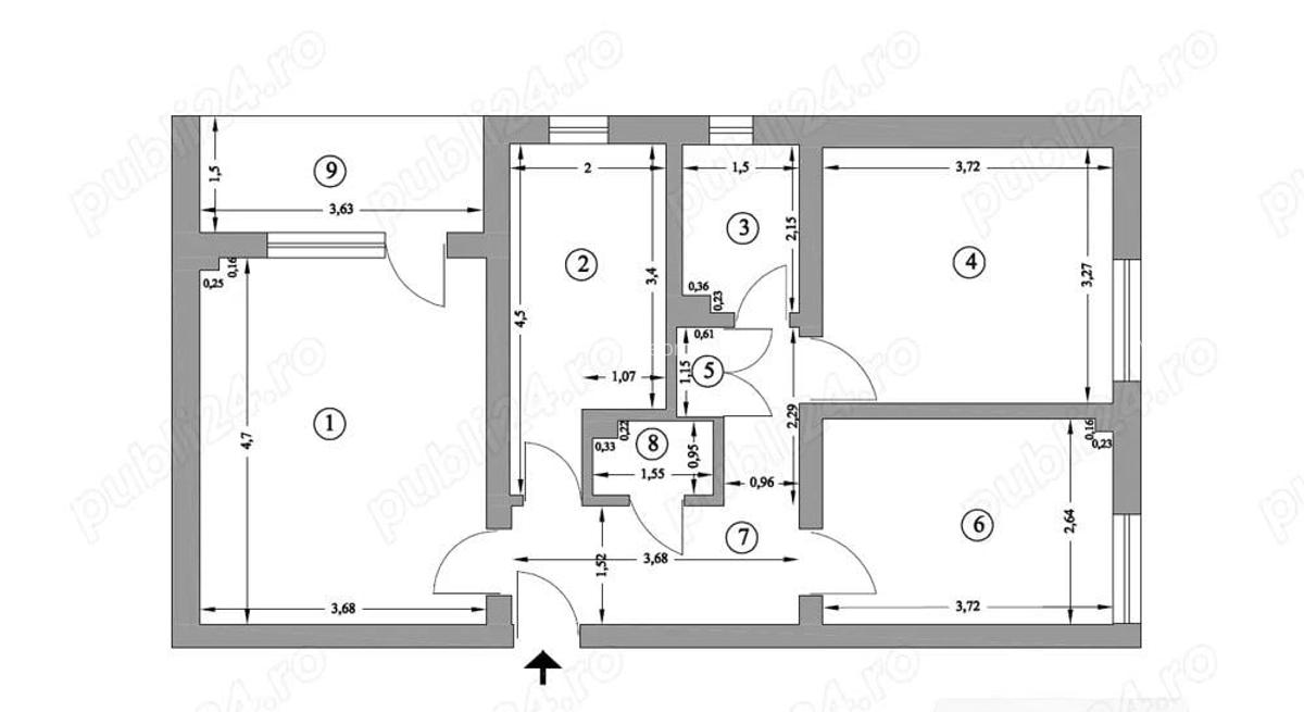 Vand apartament cu 3 camere + balcon - 6