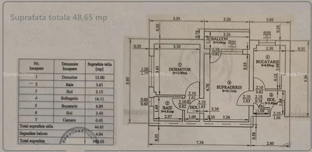 Democratiei apart 2 camere LIBER, mobilat si utilat - 8