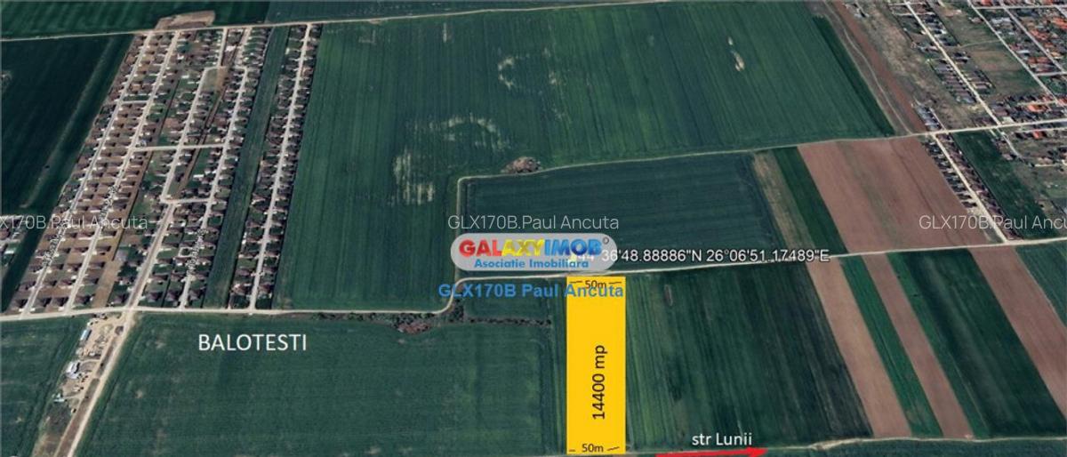 Teren Balotesti 14400 mp intravilan la str Amurgului cu str - 2
