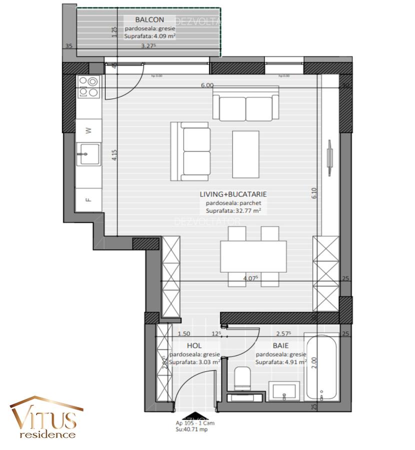 Garsoniera in bloc nou *Vitus Residence - 4