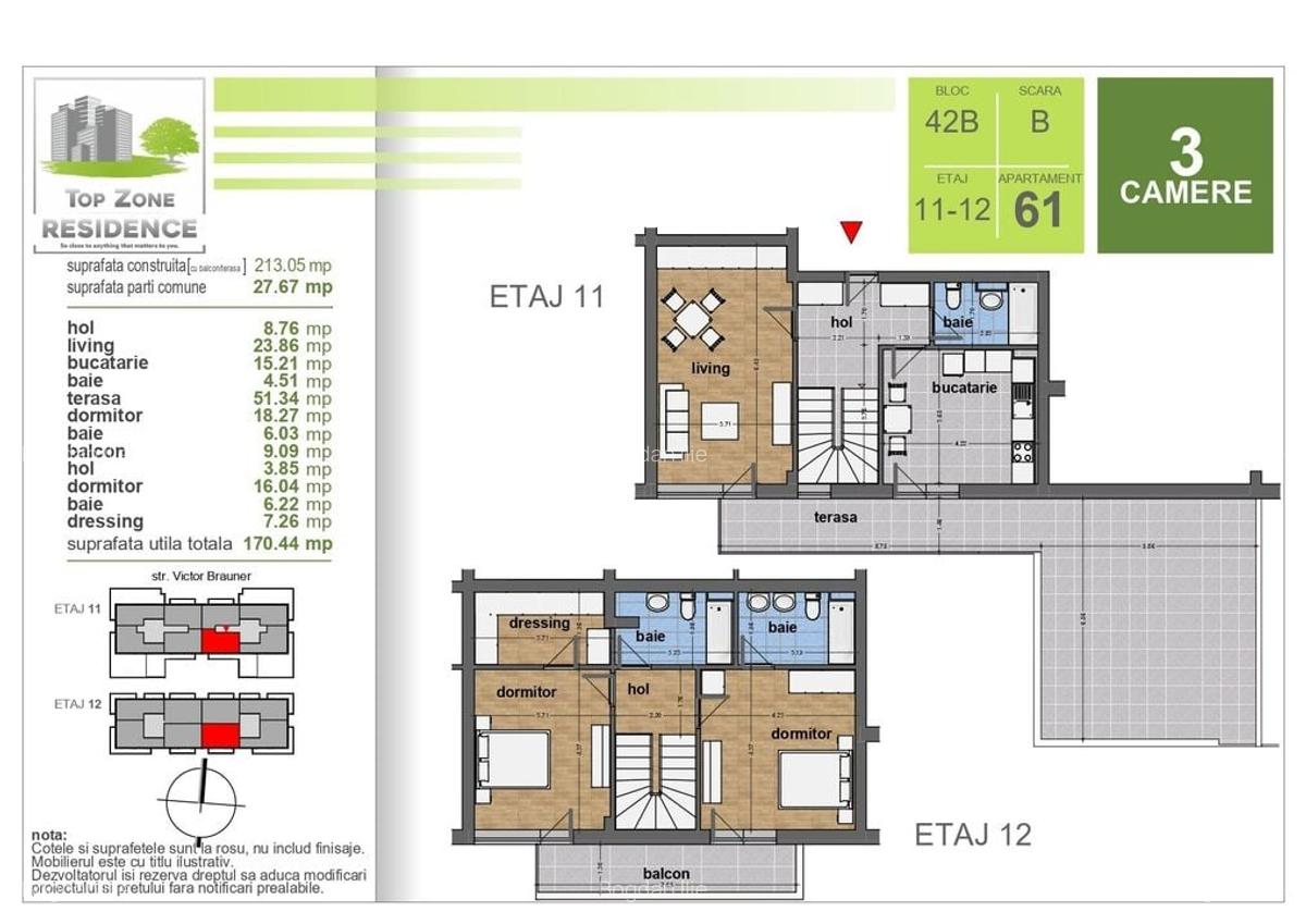 DUPLEX 3CAM. 170MP, MUTARE IMEDIATA / STR VICTOR BRAUNER,METROU! - 3