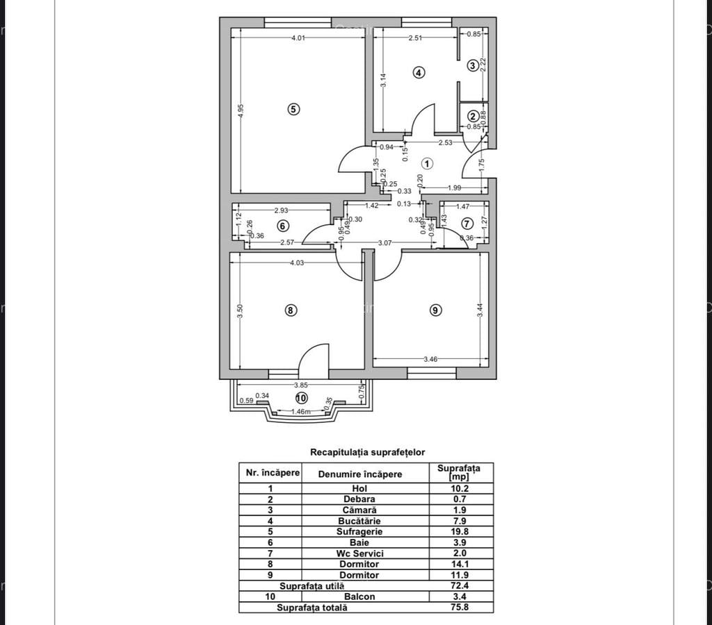 APARTAMENT 3 CAMERE 2/8 BL 1991 HOL H REABILITAT APROPRIERE METROU PARC 4 MINUTE - 9