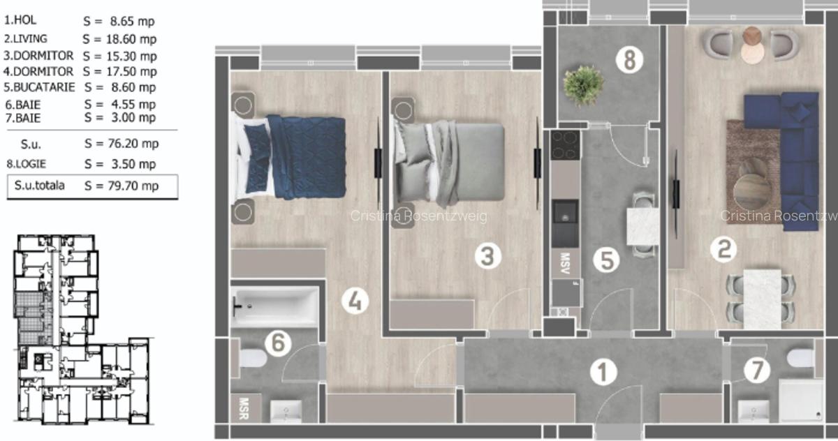 Apartament cu 3 camere decomandat în Metalurgiei - 2