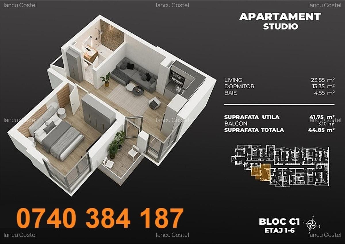 Studio modern 44.85 mp - Bloc Nou 2025 - Metrou Berceni - M2 la 3 minute - 2