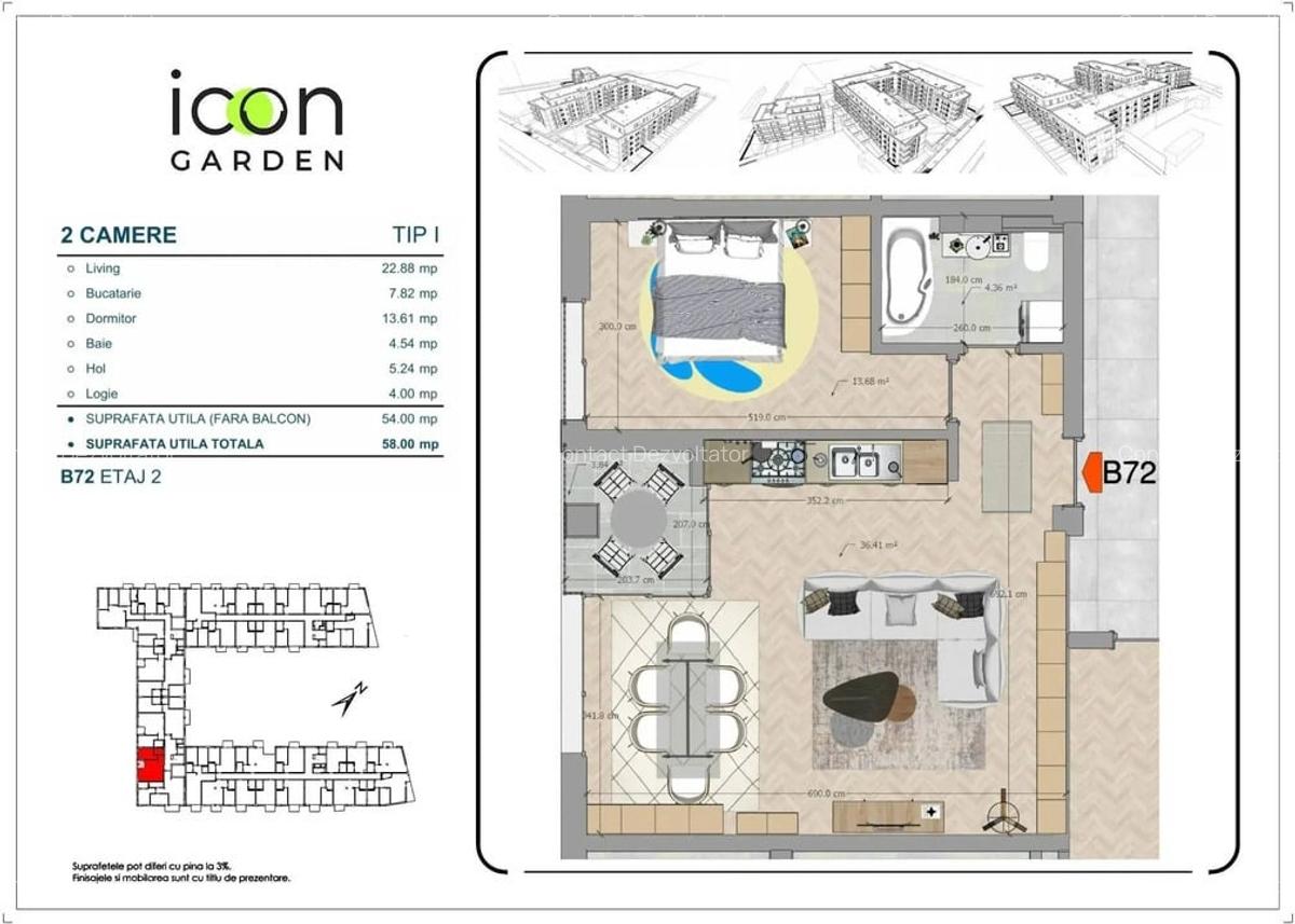 Apartament cu 2 camere - ICON Garden - zona Piața Muncii - 1