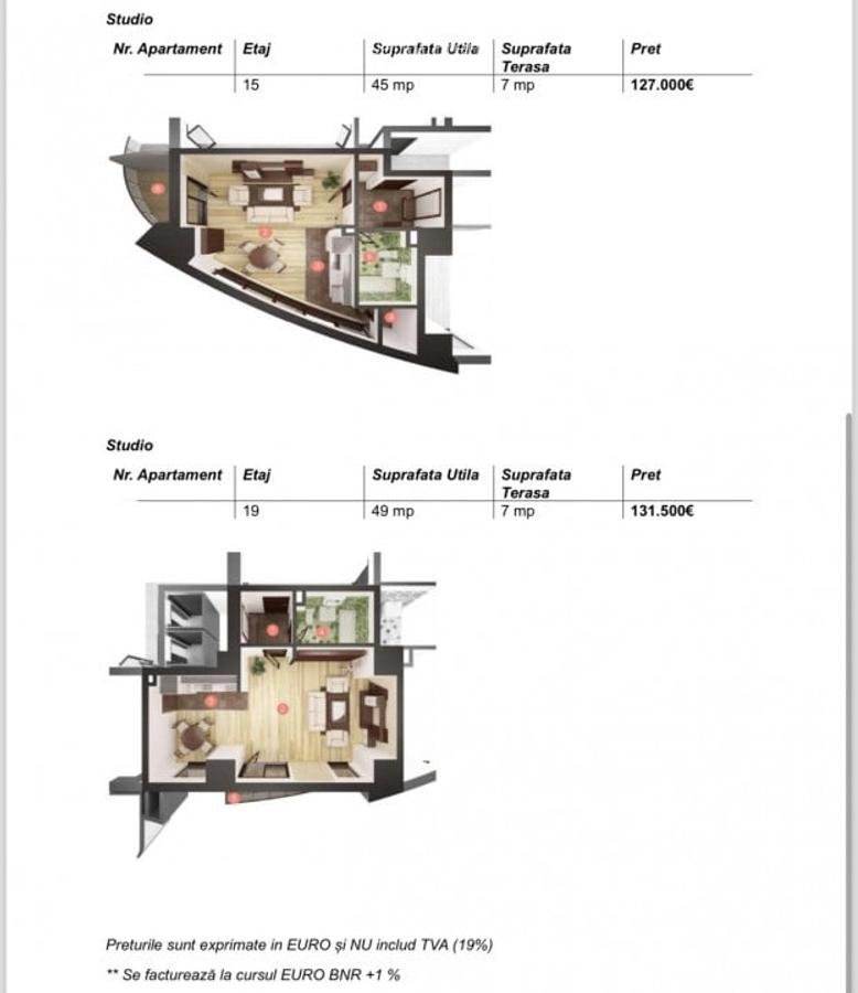 Apartamente tip studio, 45-53mp, etaje intermediare, West City Tower - 3