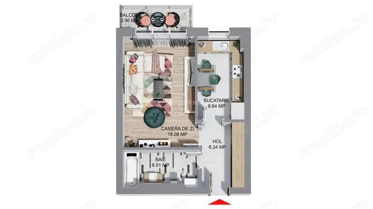 Apartament tip studio, spre vanzare, in cart. rezidential nou - 2