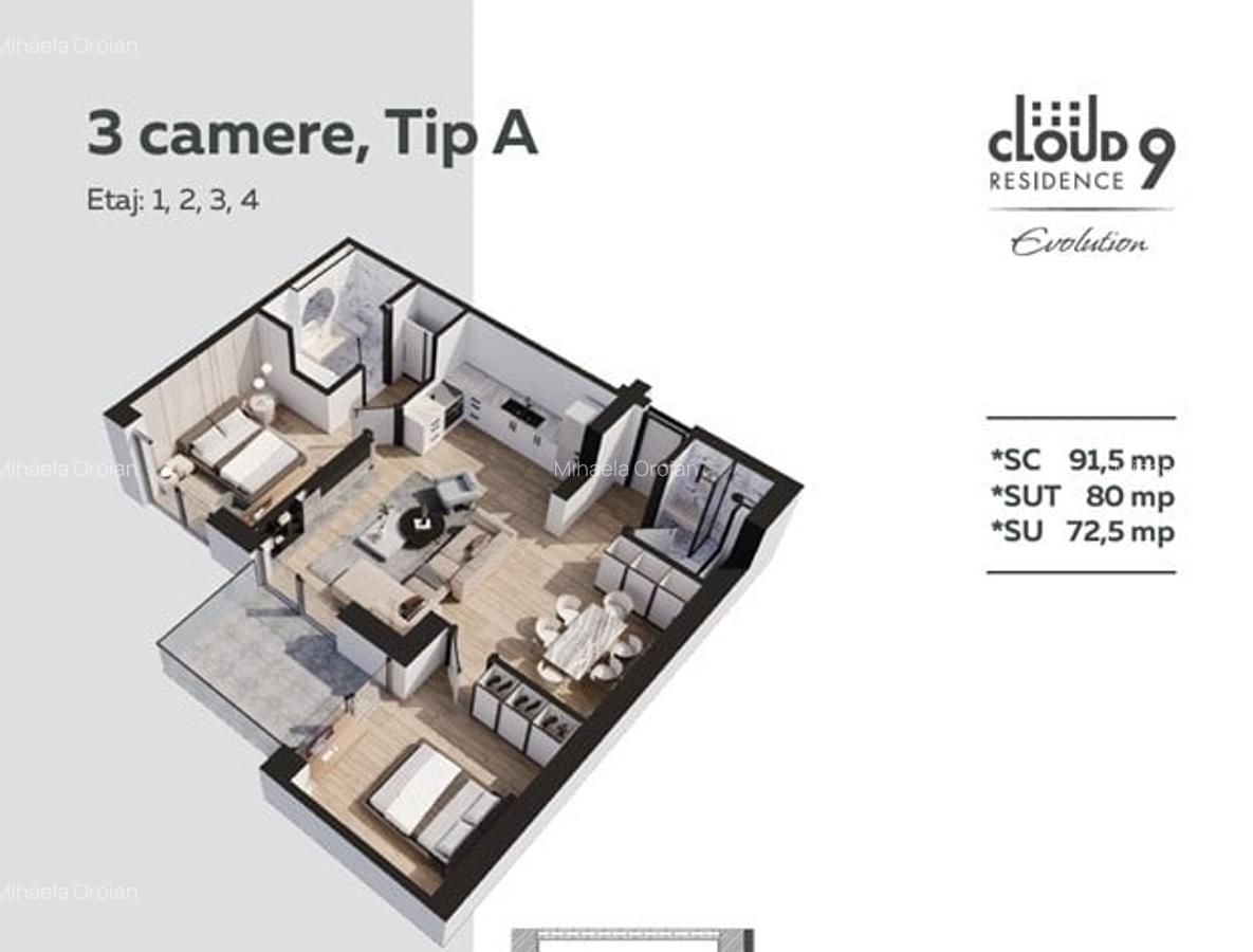 Apartament cu 3 camere semidecomandat în Pipera - 1