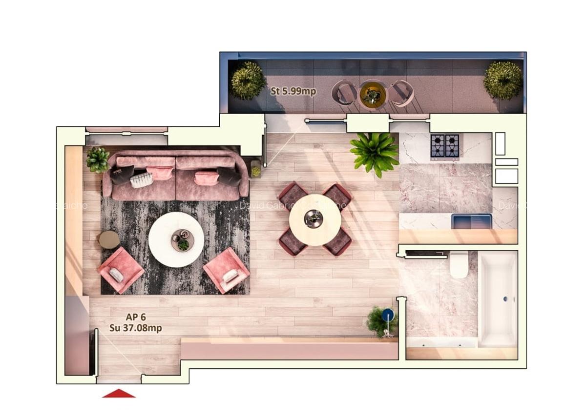 Apartament 1 camera, 37 mp, balcon , cartier Marasti - 1