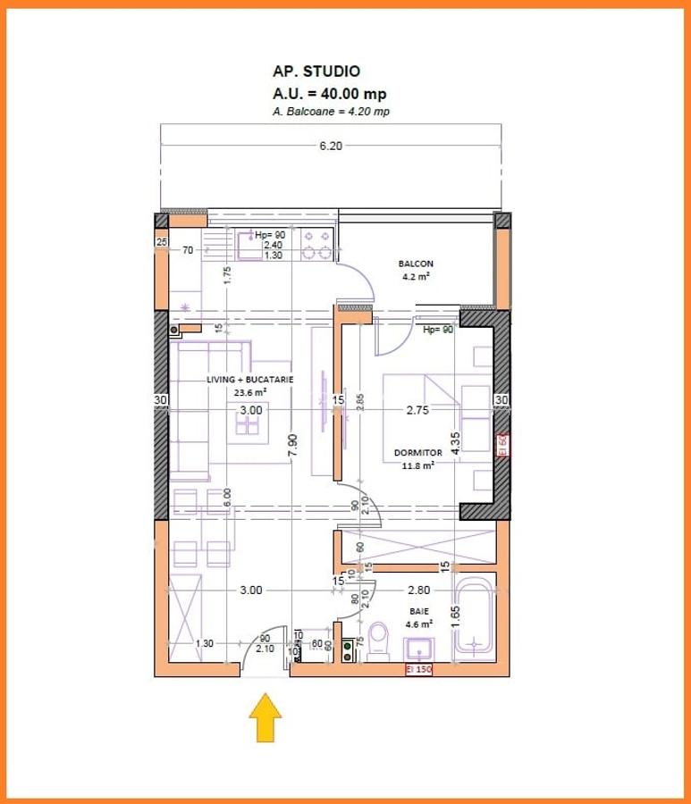 Studio Modern 45mp ~ Bloc Nou ~ Zona linistita ~ Parc ~ Metrou M2 - 2