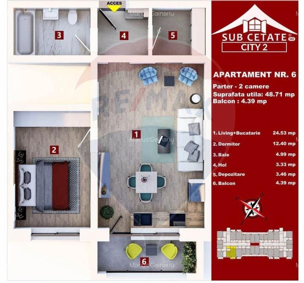 Apartament cu 2 camere semidecomandat în 13 Decembrie - 10