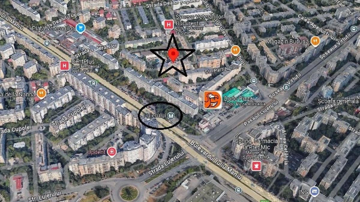 LUJERULUI- str. Partizanilor,  Apartament cu 2 camere semidecomandat - 53 m - 2