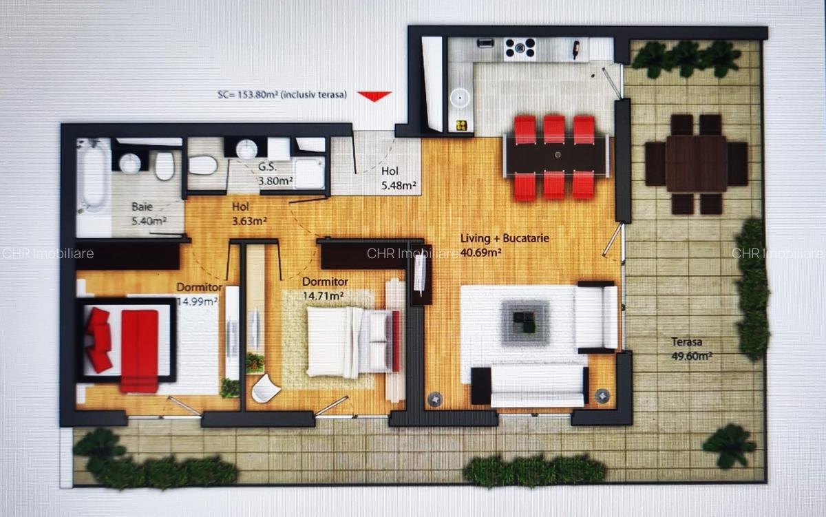 Parcul Privighetorilor- Apartament 3 camere cu terasa de 49 mp - 16