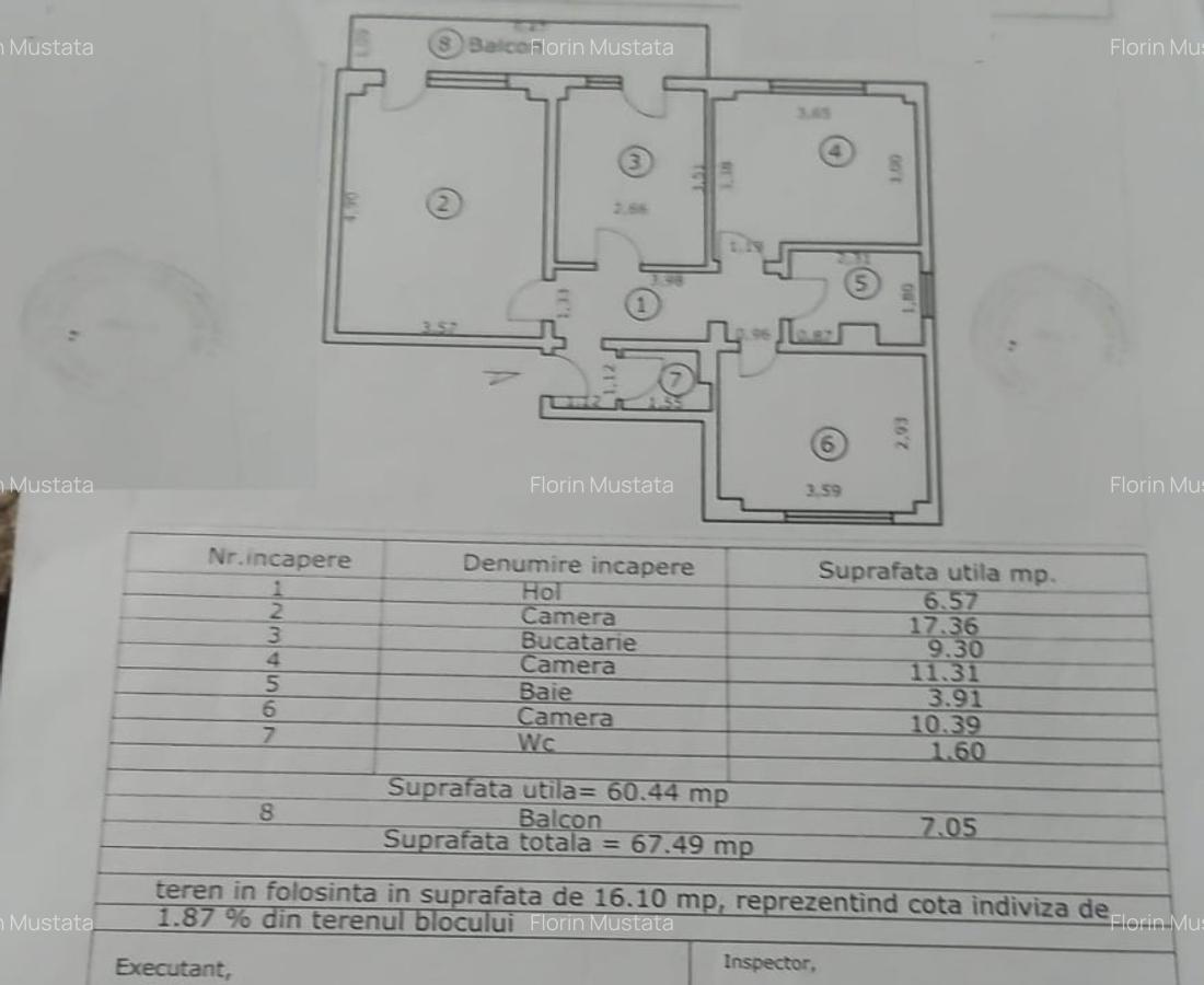 Apartament 3 camere confort 1 decomandat, zona Radu Negru. Mobilat. - 7